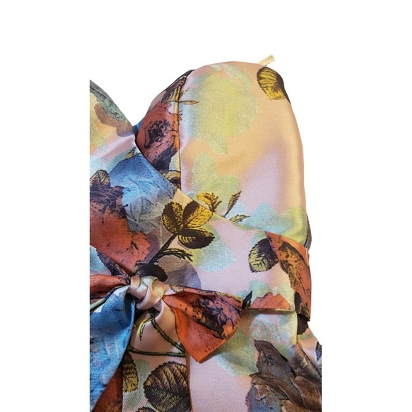 Chi Chi London Strapless Pink Floral Formal Dress Size 2 Prom Wedding Designer - Picture 4 of 15